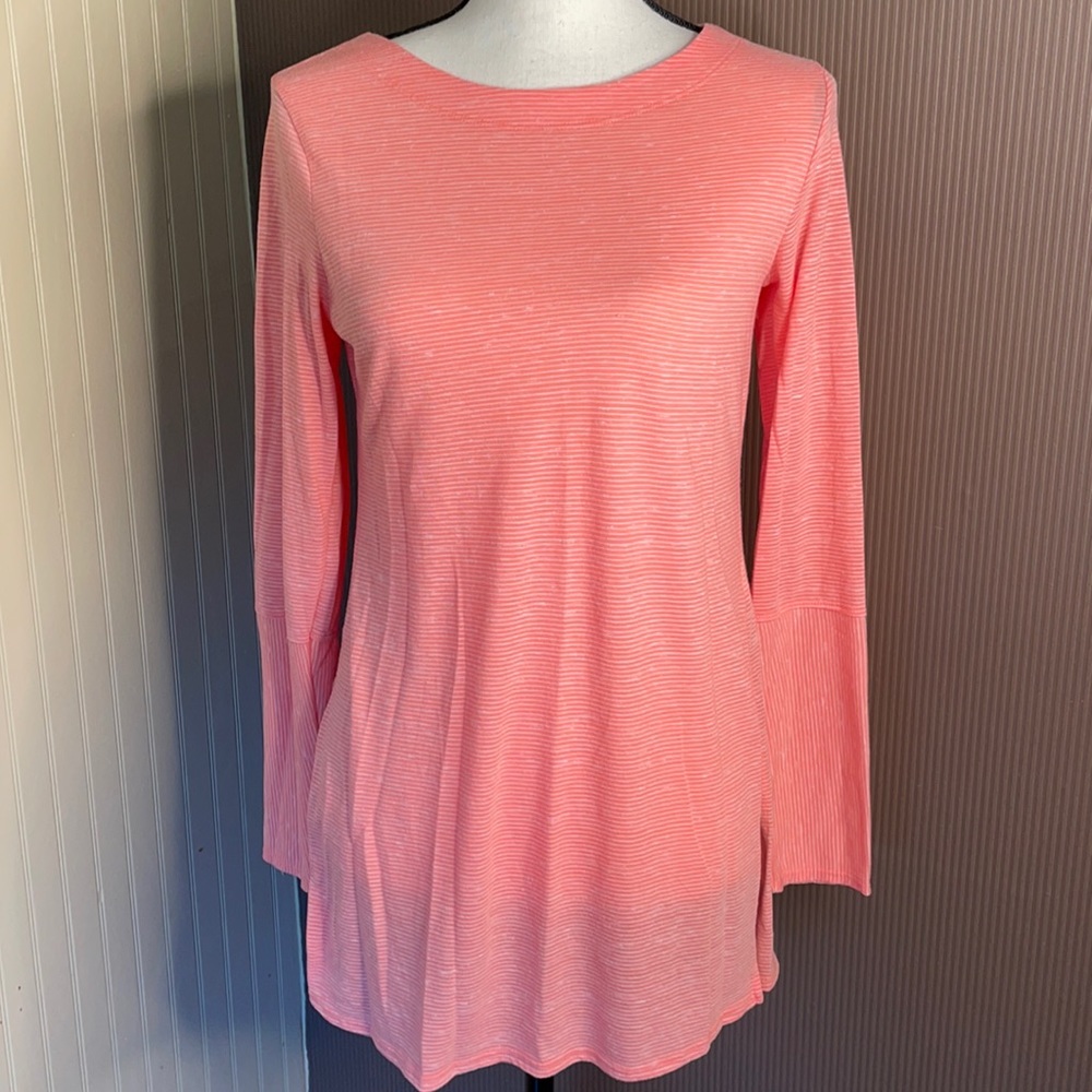PrAna tunic long sleeve lightweight shirt size small white/peach